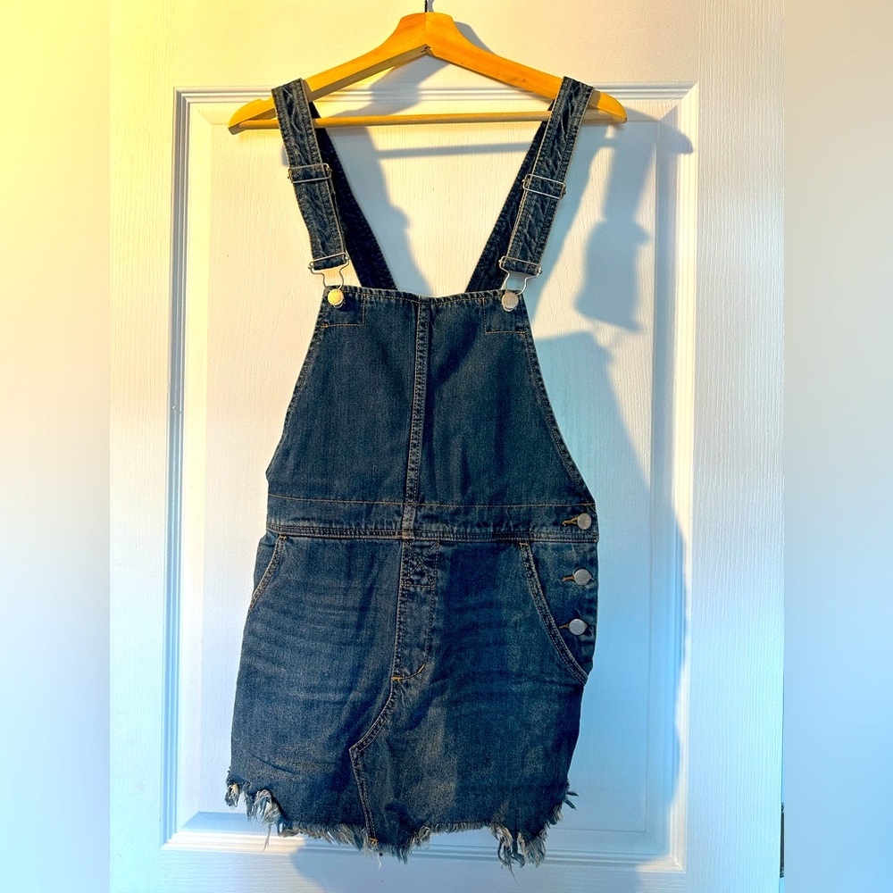 Denim Overall Mini Dress by Free People - Size 2 (small)